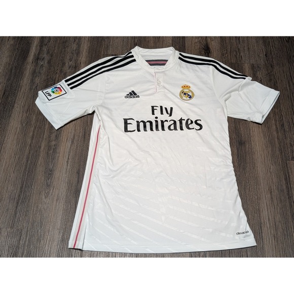 Real Madrid Adidas Soccer Jersey Mens Medium White Fly Emirates Football Shirt - Picture 1 of 5